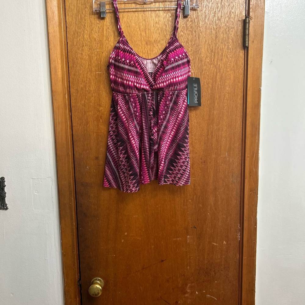 Profile By Gottex Pink and Purple Bustier Camisole Bikini